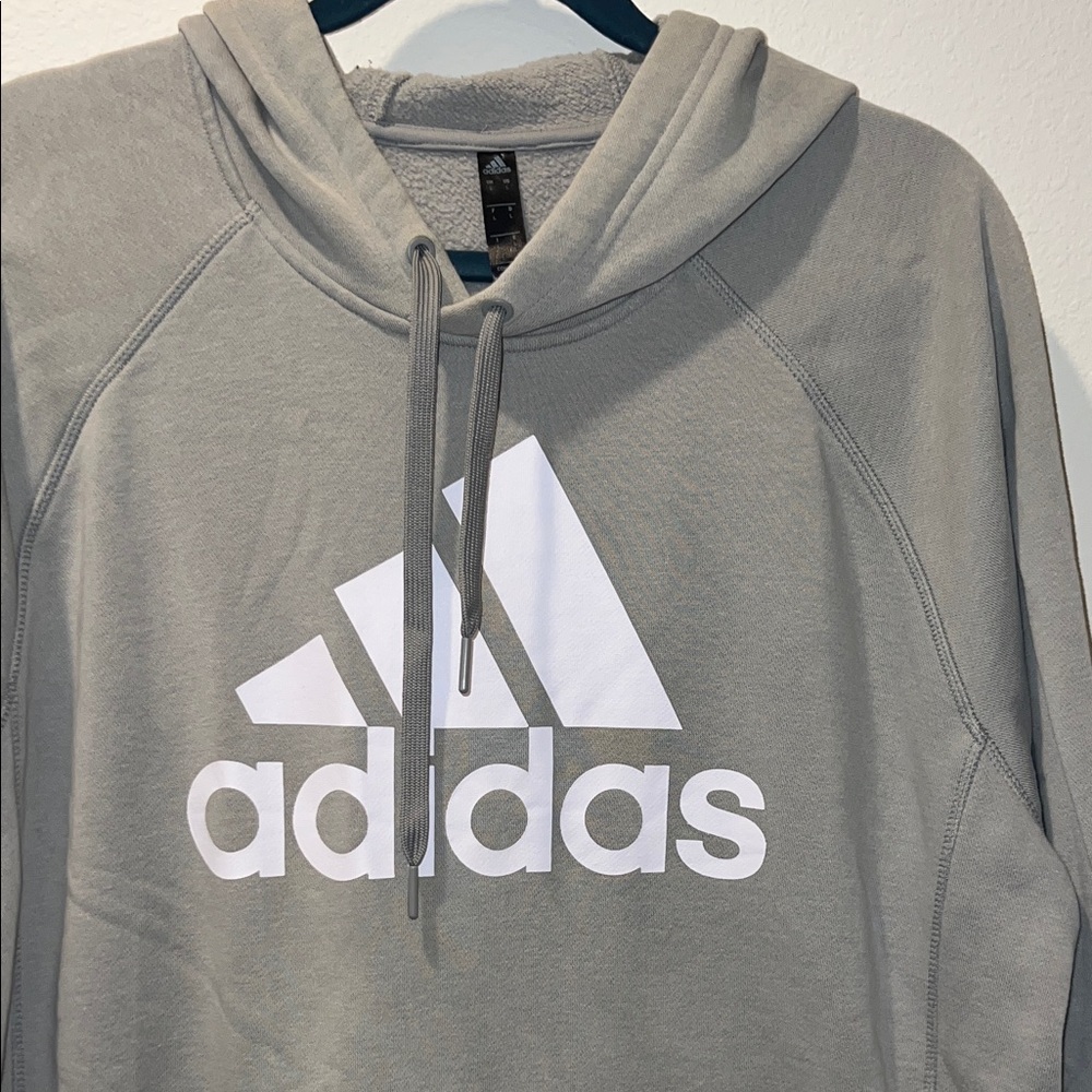 Adidas Men's Light Gray Hoodie - Picture 3 of 8